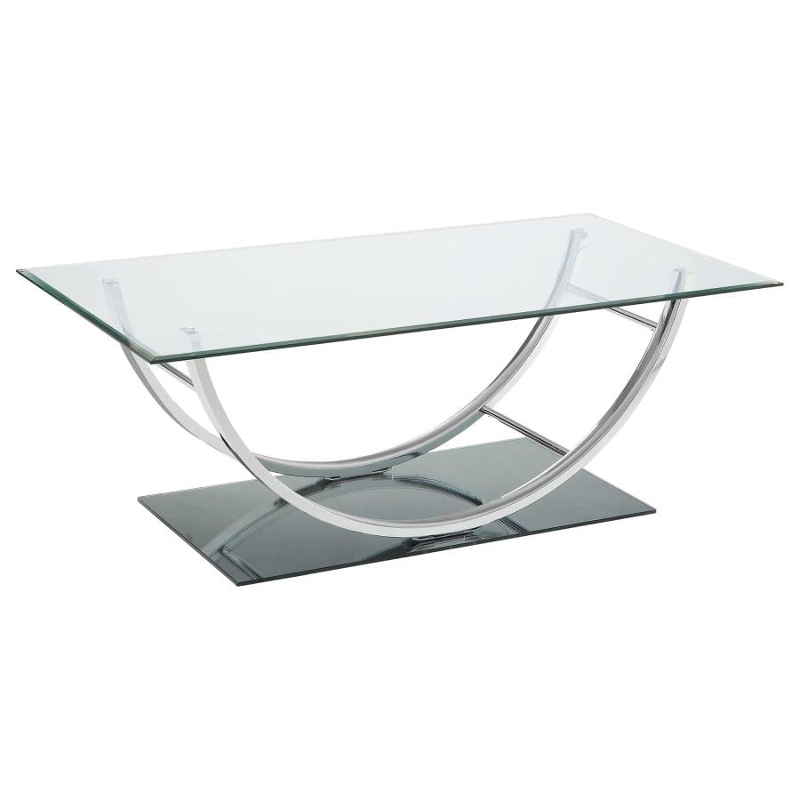 Danville 2-piece Glass Top Coffee and End Table Set Chrome-6