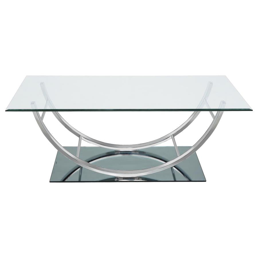 Danville 2-piece Glass Top Coffee and End Table Set Chrome-zoom-7