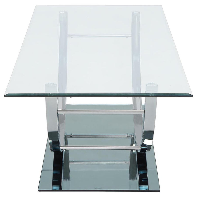 Danville 2-piece Glass Top Coffee and End Table Set Chrome-zoom-