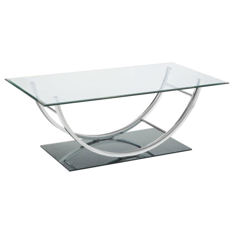Danville 3-piece Glass Top Coffee and End Table Set Chrome-zoom-