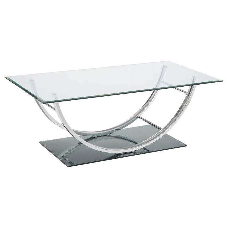 Danville Rectangular U-Shaped Glass Top Coffee Table Chrome-zoom-