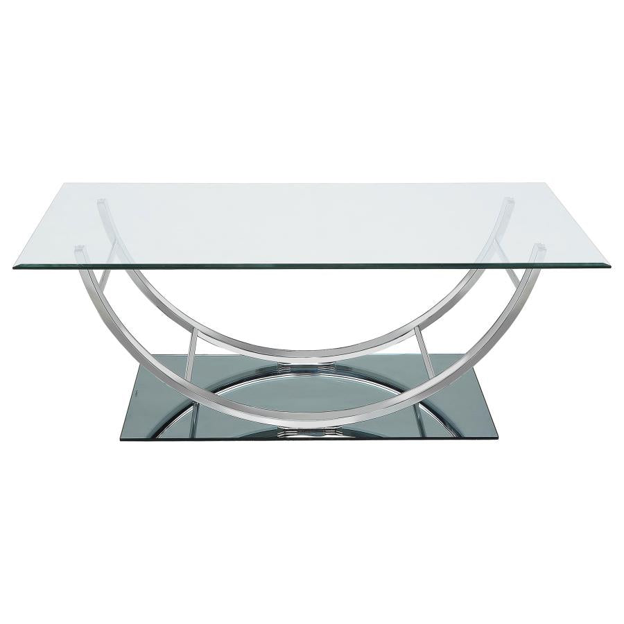 Danville Rectangular U-Shaped Glass Top Coffee Table Chrome-3