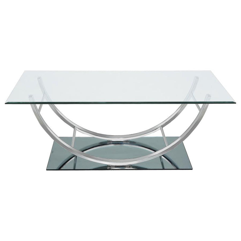 Danville Rectangular U-Shaped Glass Top Coffee Table Chrome-zoom-