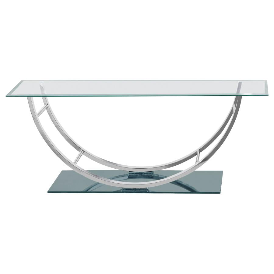 Danville Rectangular U-Shaped Glass Top Coffee Table Chrome-zoom-4