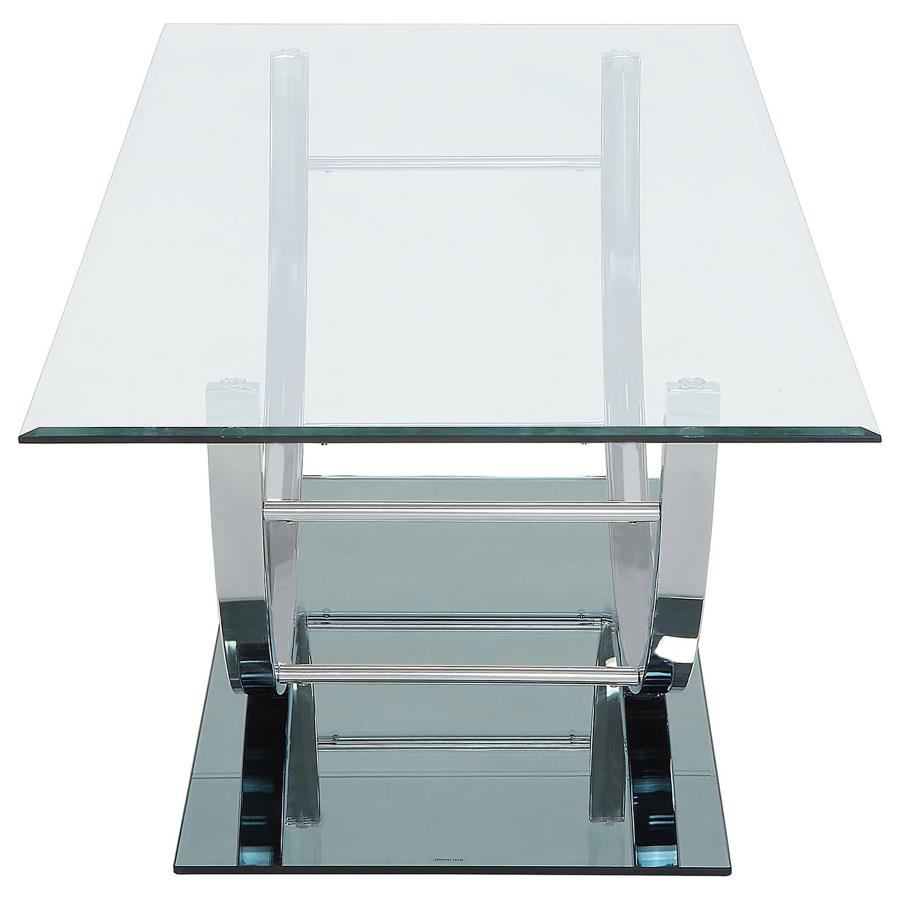 Danville Rectangular U-Shaped Glass Top Coffee Table Chrome-zoom-5