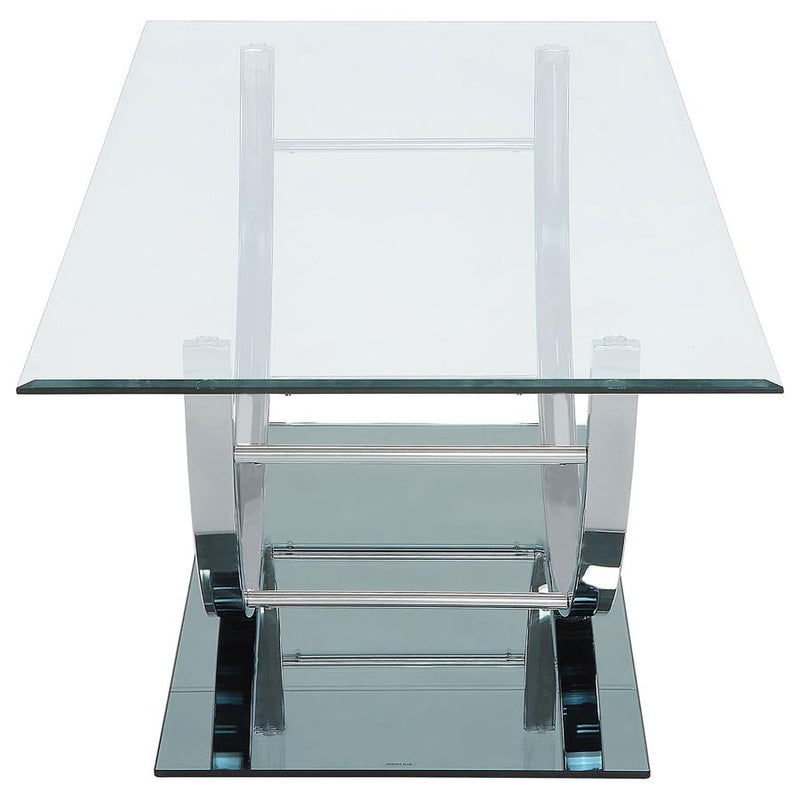 Danville Rectangular U-Shaped Glass Top Coffee Table Chrome-zoom-