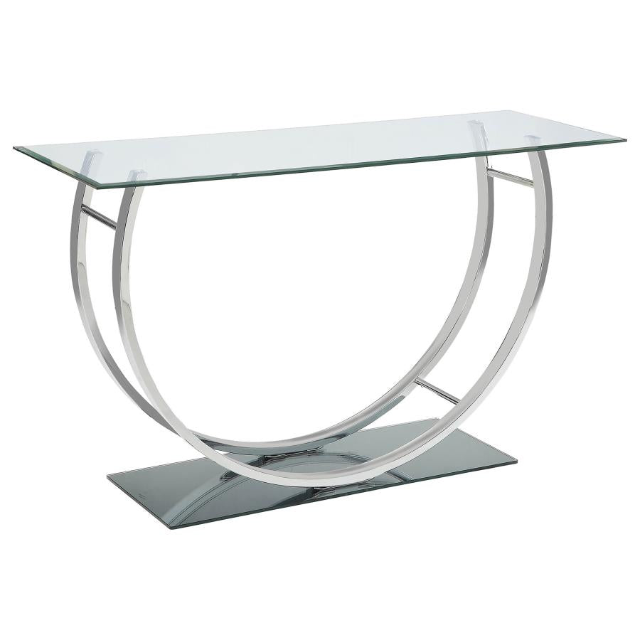 Danville U-shaped Glass Top Entryway Console Table Chrome-zoom-1