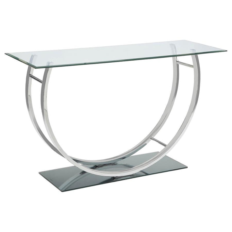 Danville U-shaped Glass Top Entryway Console Table Chrome-zoom-
