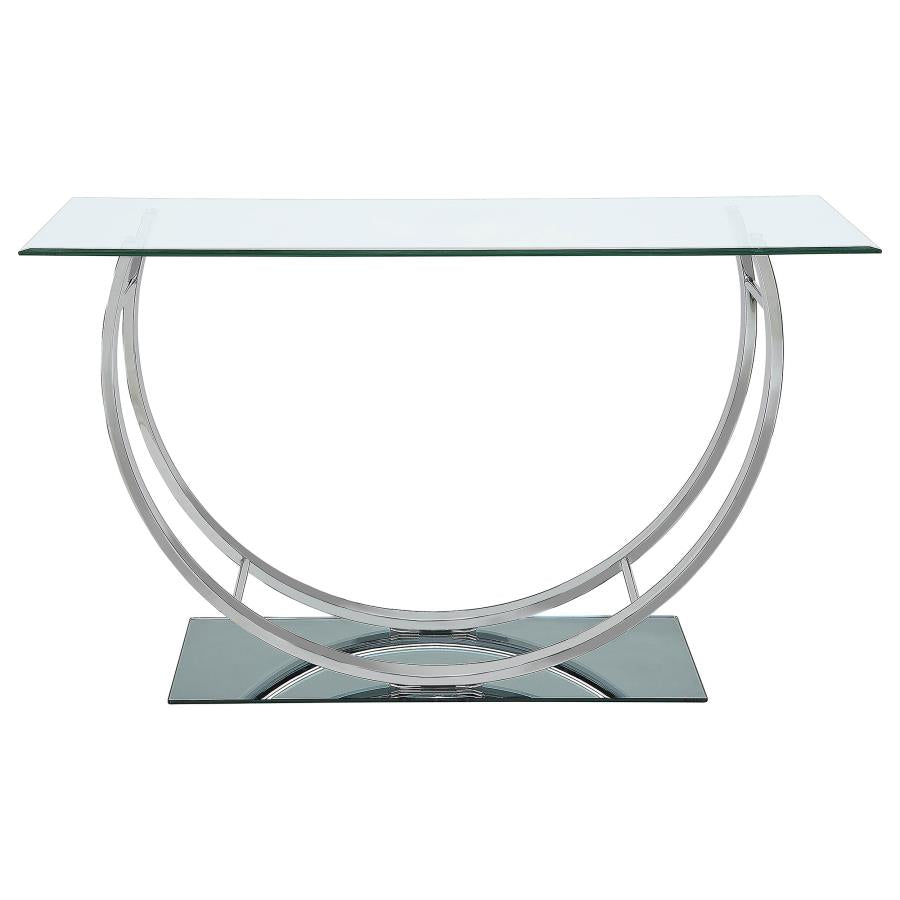 Danville U-shaped Glass Top Entryway Console Table Chrome-zoom-3
