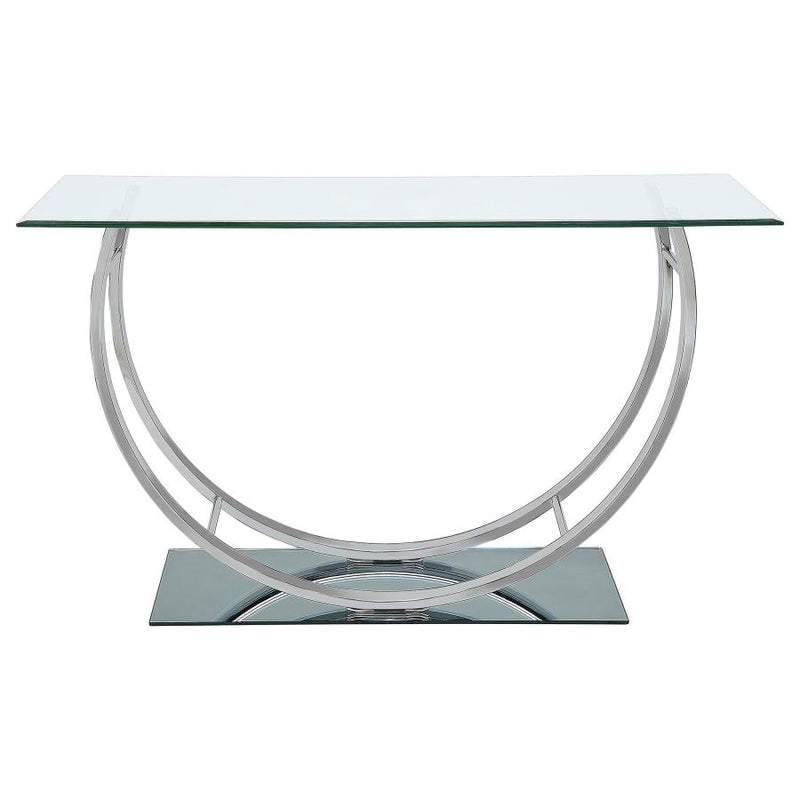 Danville U-shaped Glass Top Entryway Console Table Chrome-zoom-