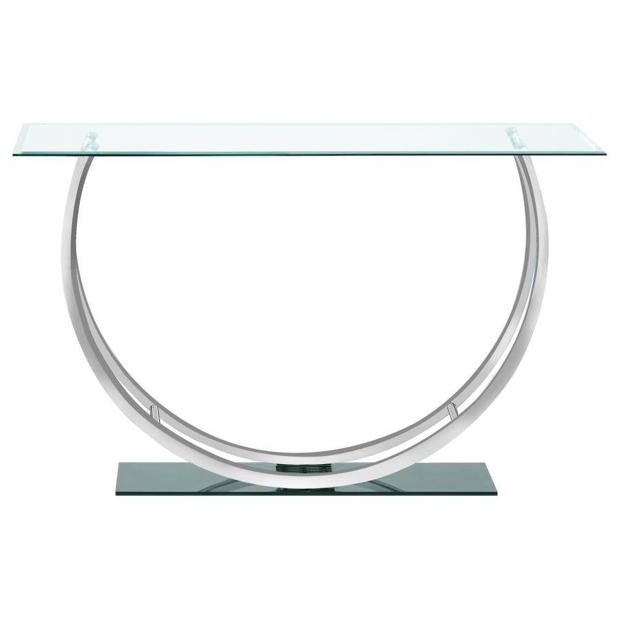 Danville U-shaped Glass Top Entryway Console Table Chrome-4