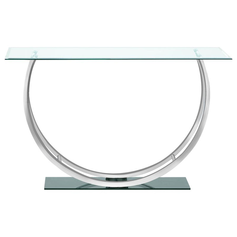 Danville U-shaped Glass Top Entryway Console Table Chrome-zoom-