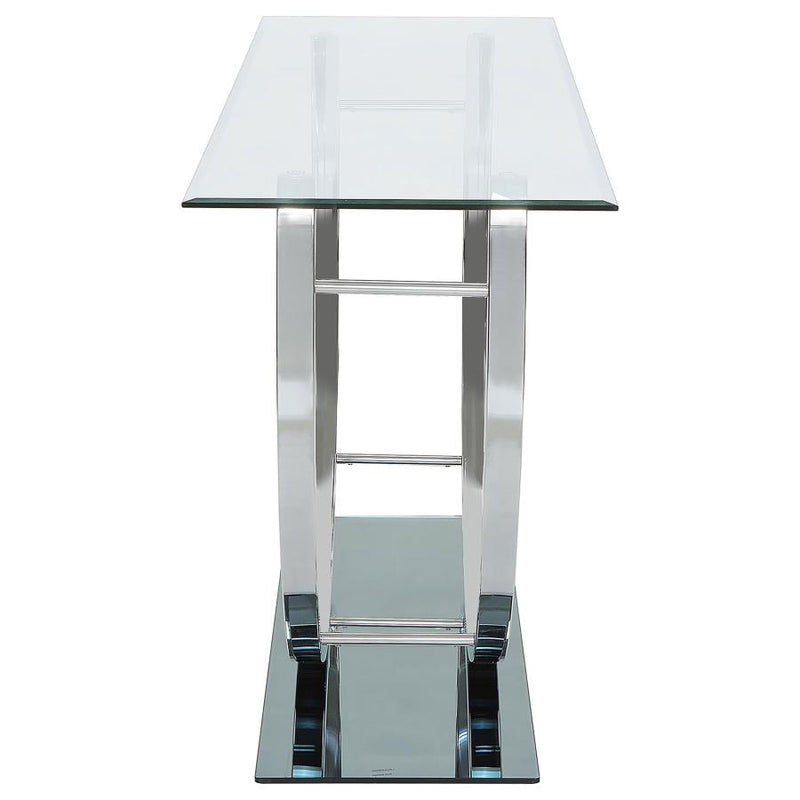 Danville U-shaped Glass Top Entryway Console Table Chrome-zoom-
