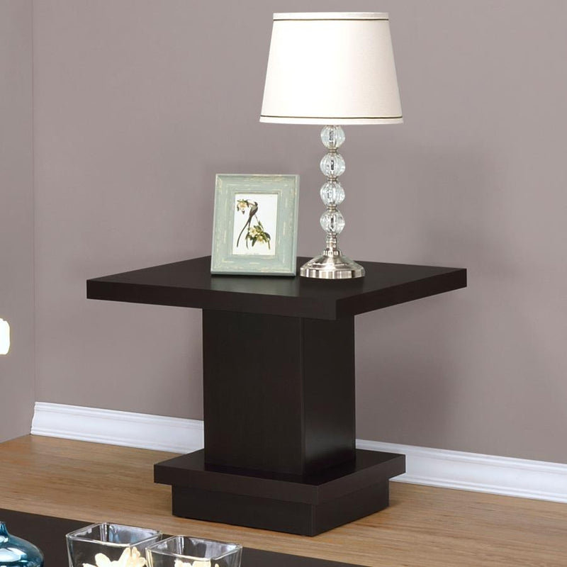 Reston Square Engineered Wood Side End Table Cappuccino-zoom-