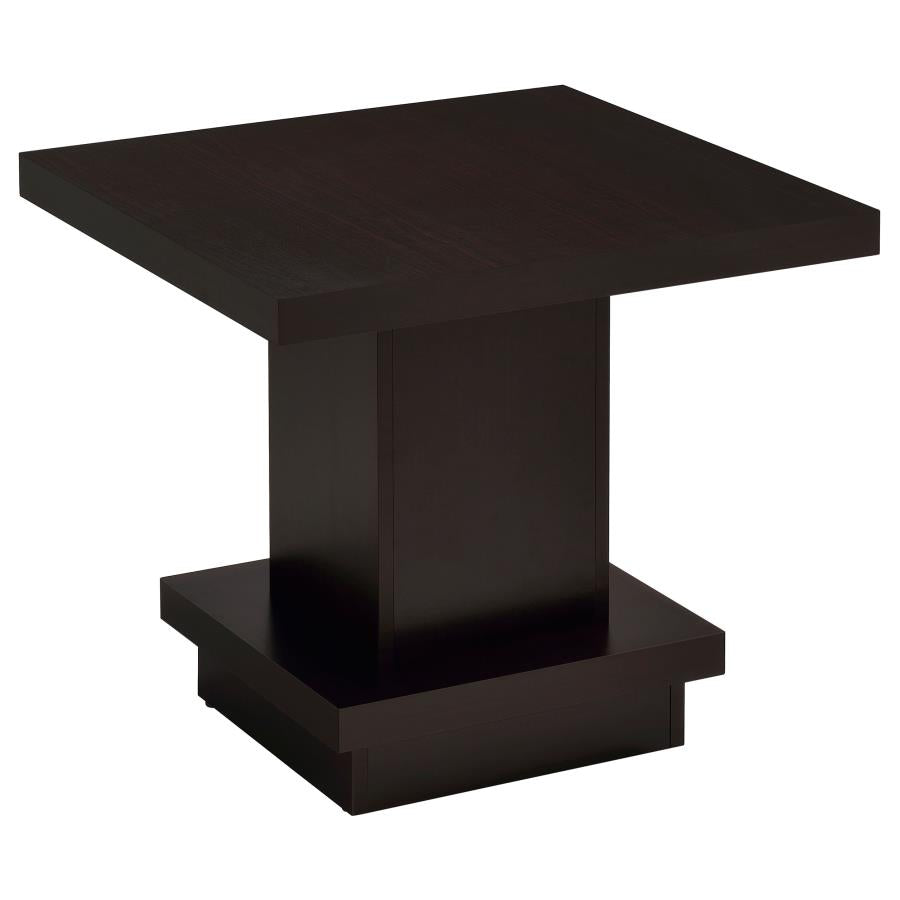 Reston Square Engineered Wood Side End Table Cappuccino-zoom-1