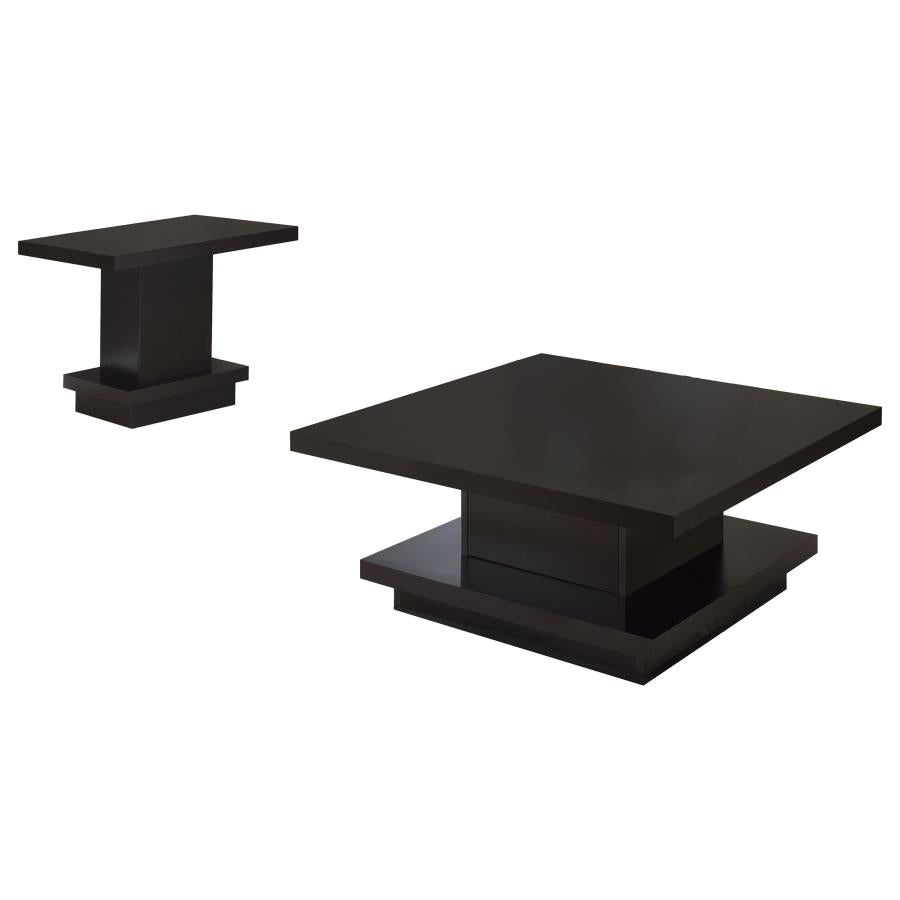 Reston 2-piece Square Coffee and End Table Set Cappuccino-zoom-2