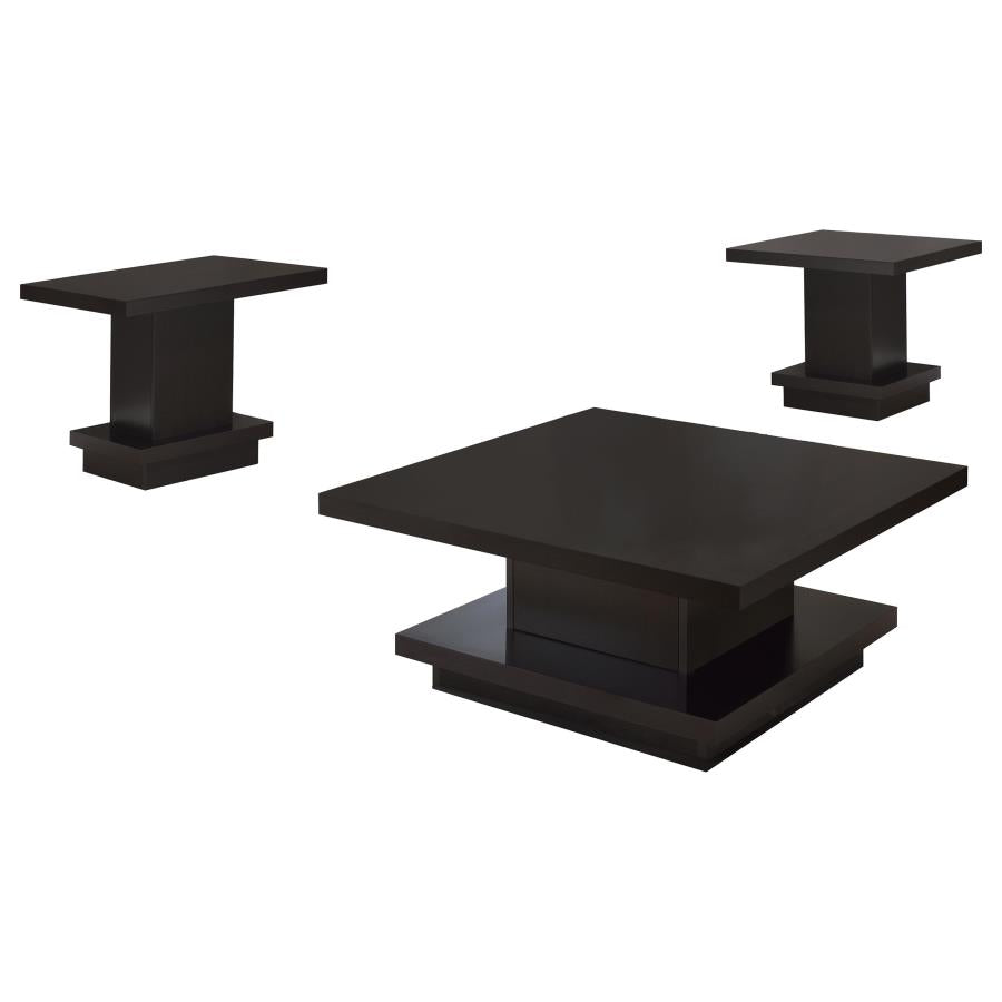 Reston 3-piece Square Coffee and End Table Set Cappuccino-zoom-2