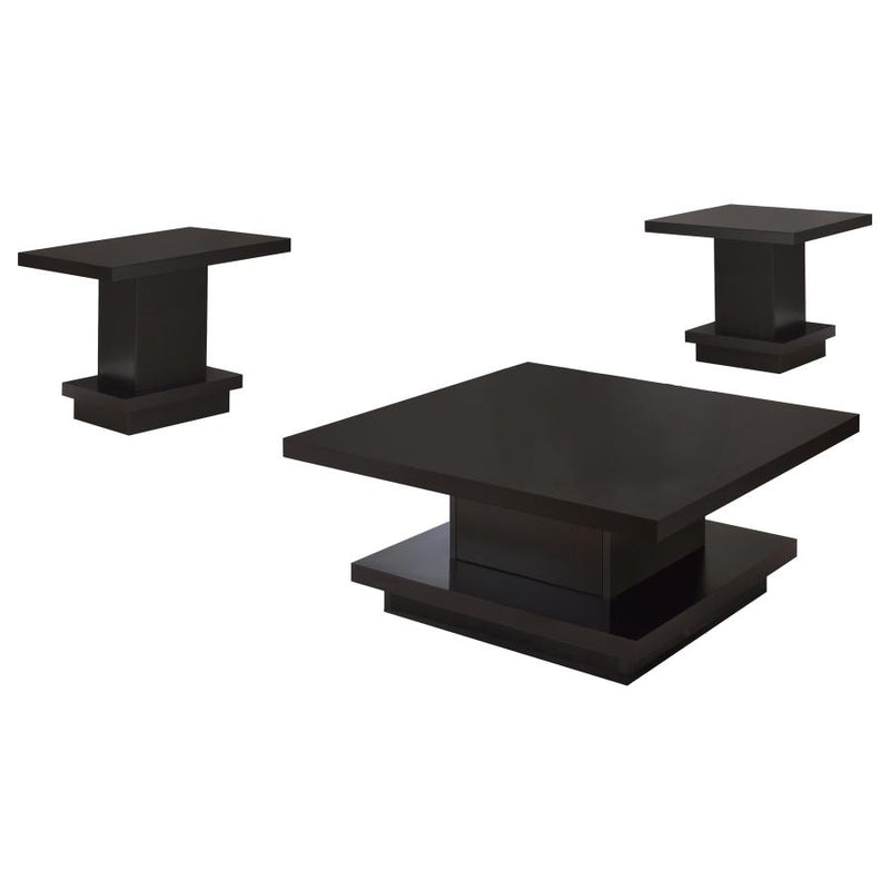 Reston 3-piece Square Coffee and End Table Set Cappuccino-zoom-