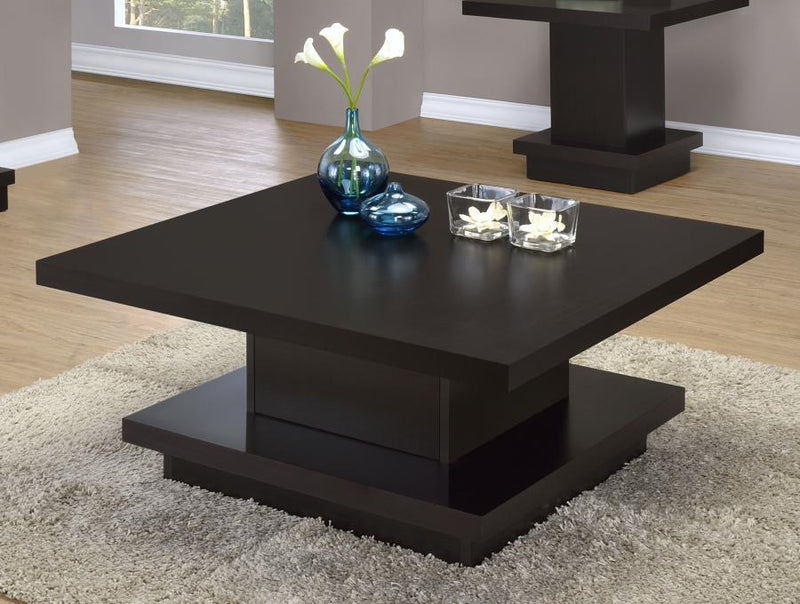 Reston Square Engineered Wood Coffee Table with Casters Cappuccino-zoom-