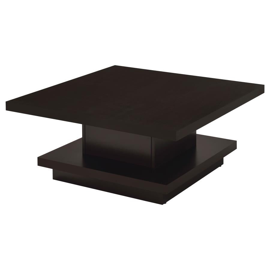 Reston Square Engineered Wood Coffee Table with Casters Cappuccino-1