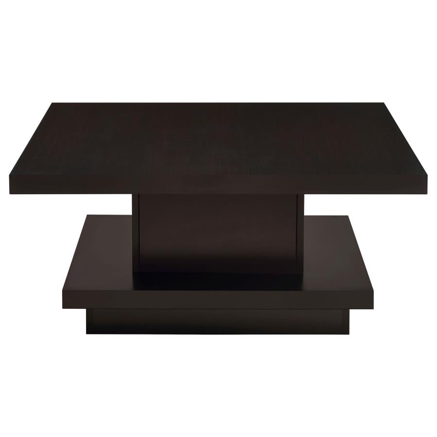 Reston Square Engineered Wood Coffee Table with Casters Cappuccino-zoom-4