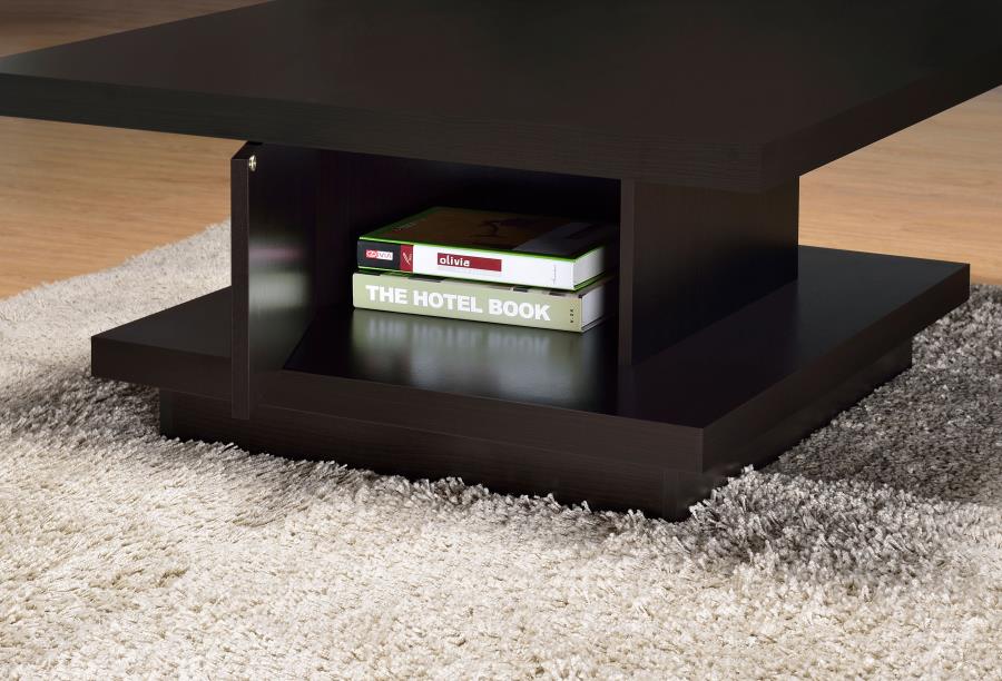 Reston Square Engineered Wood Coffee Table with Casters Cappuccino-zoom-5