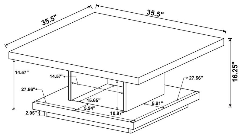 Reston Square Engineered Wood Coffee Table with Casters Cappuccino-zoom-