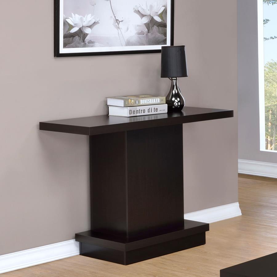 Reston Engineered Wood Pedestal Console Table Cappuccino-zoom-2