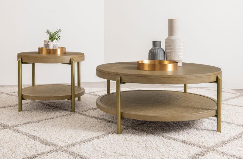 Arini 2-piece Round Coffee and End Table Set Sand Wash-zoom-