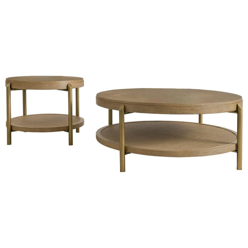Arini 2-piece Round Coffee and End Table Set Sand Wash-zoom-