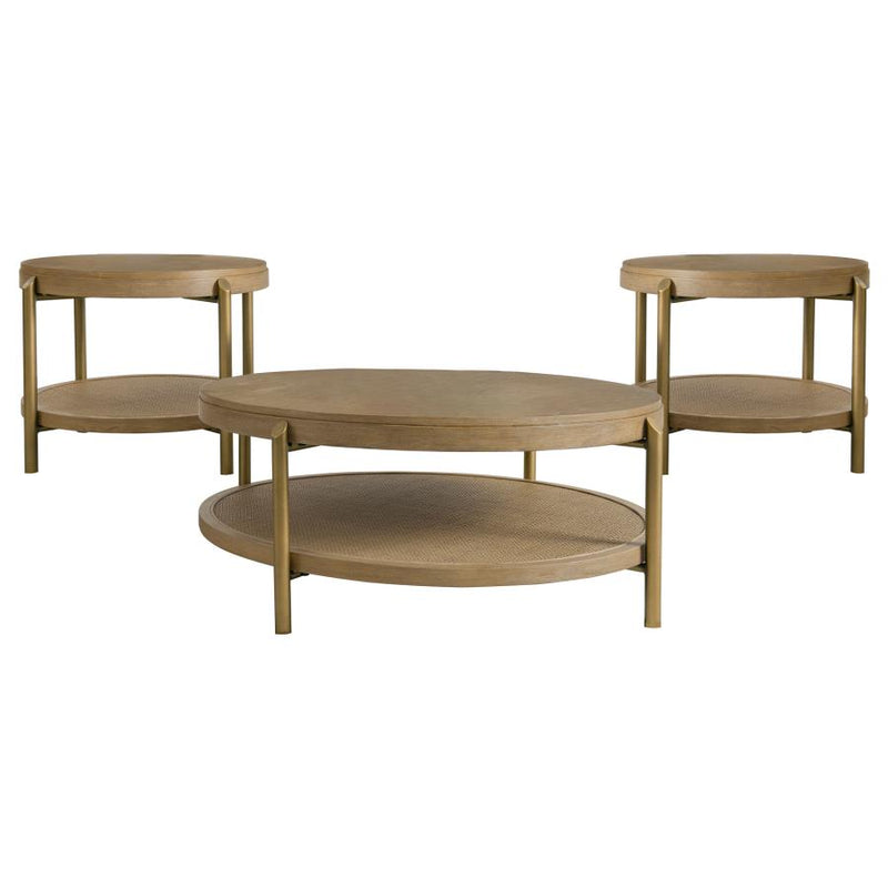 Arini 3-piece Round Coffee and End Table Set Sand Wash-zoom-