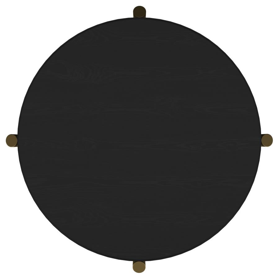 Arini Round End Side Table With Storage Shelf Black-zoom-6
