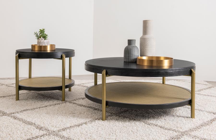 Arini 2-piece Round Coffee and End Table Set Black-zoom-1