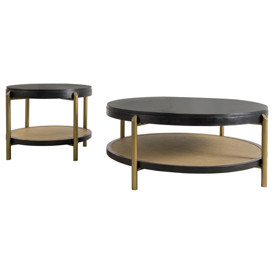 Arini 2-piece Round Coffee and End Table Set Black-2