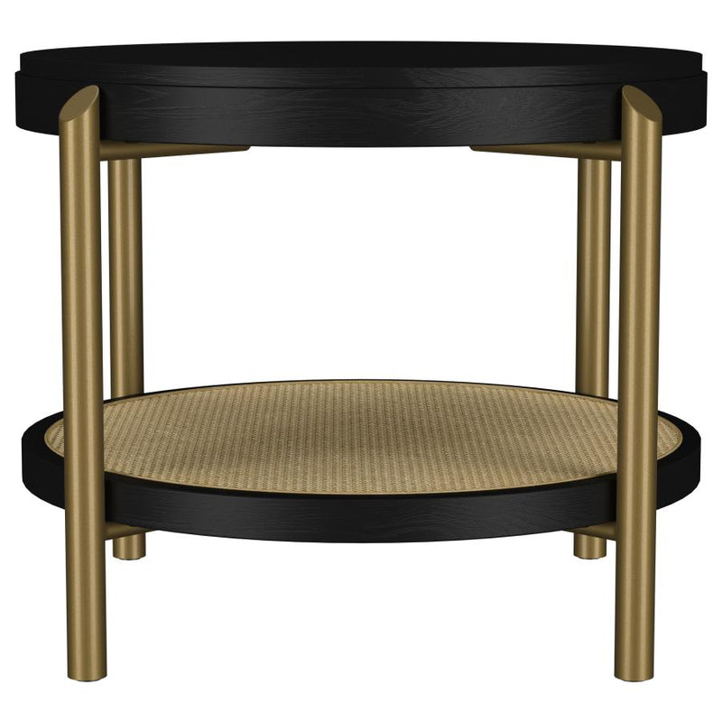 Arini 3-piece Round Coffee and End Table Set Black-zoom-