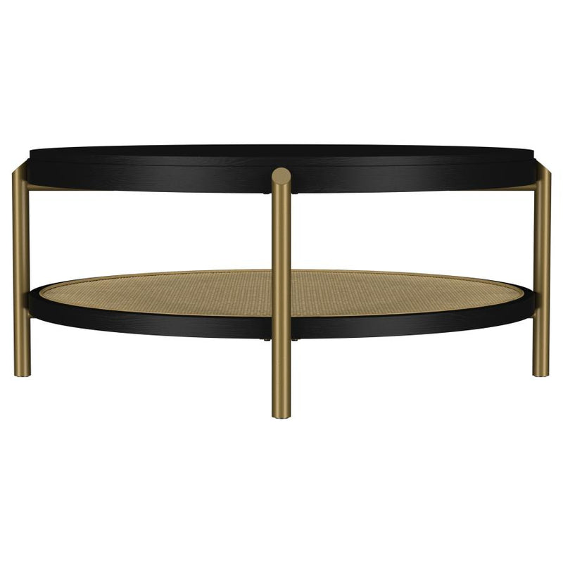 Arini Round Coffee Table With Storage Shelf Black-zoom-