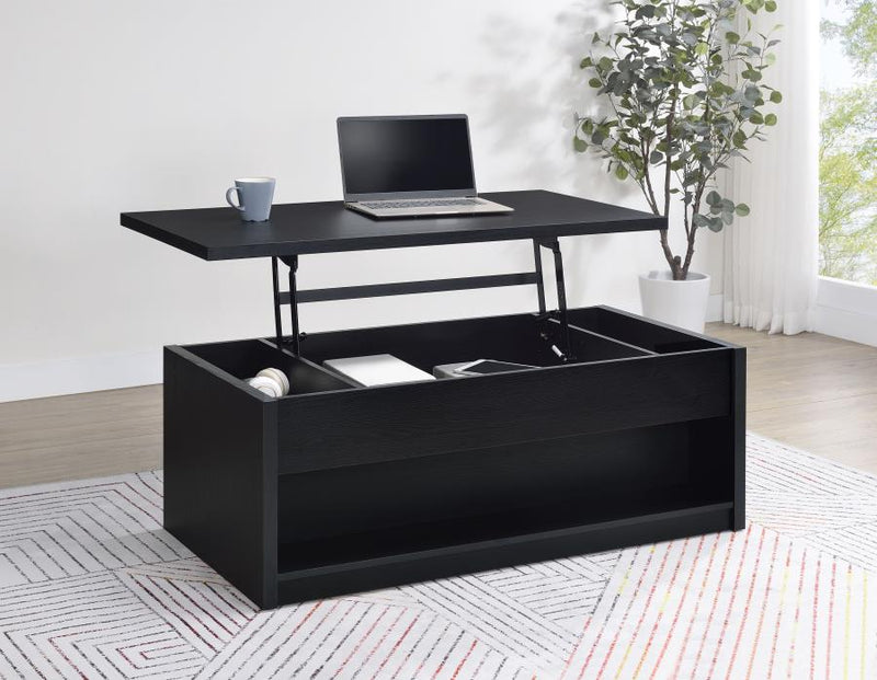 Knapp Lift Top Cocktail Coffee Table with Dual Drawers Black-zoom-