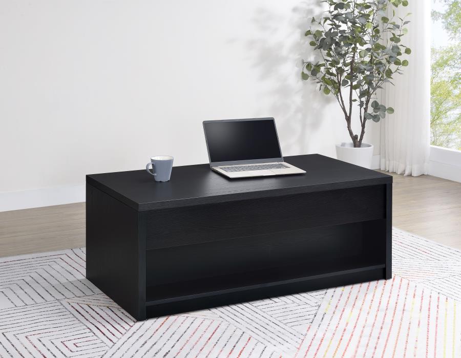 Knapp Lift Top Cocktail Coffee Table with Dual Drawers Black-3