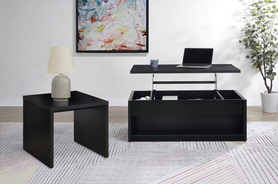 Knapp Lift Top Cocktail Coffee Table with Dual Drawers Black-13