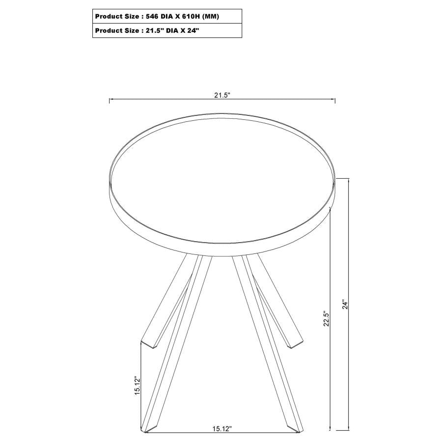Briggs Round Marble Printed Glass Top End Side Table White-zoom-9
