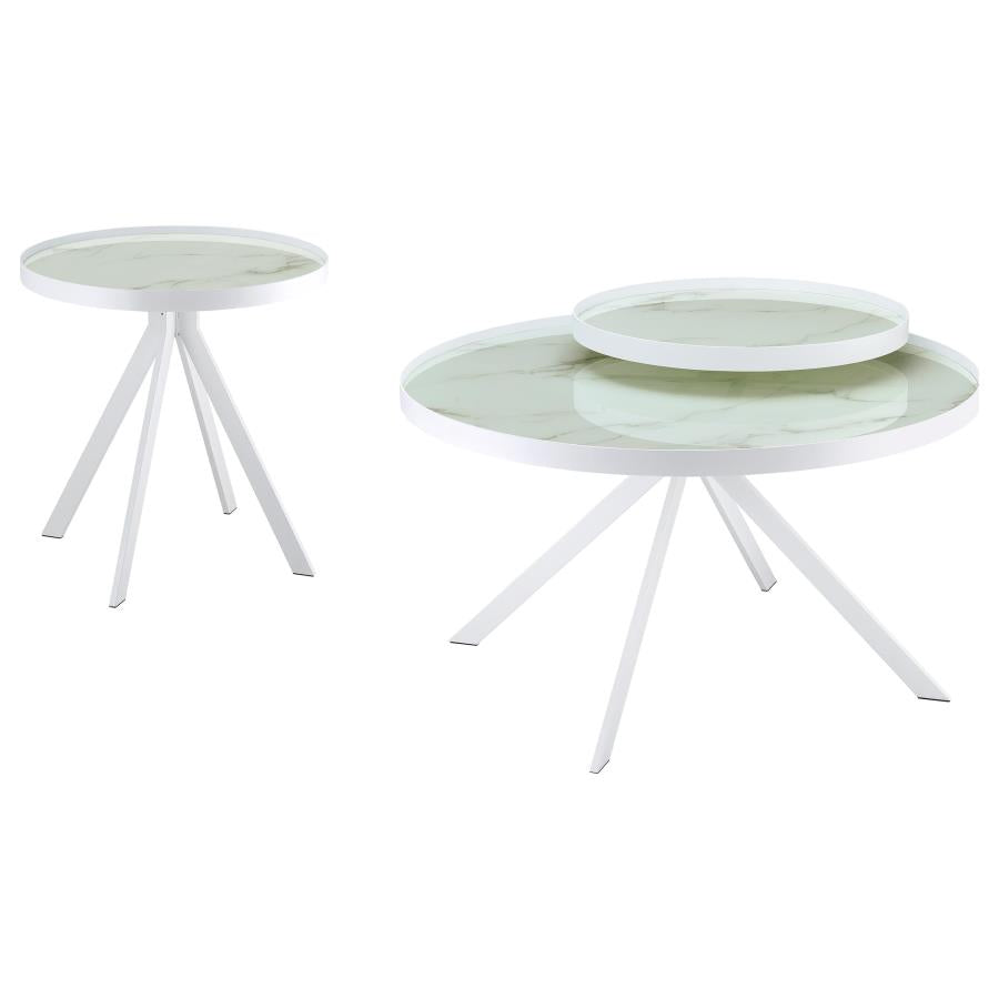 Briggs 2-piece Round Coffee and End Table Set White-zoom-1