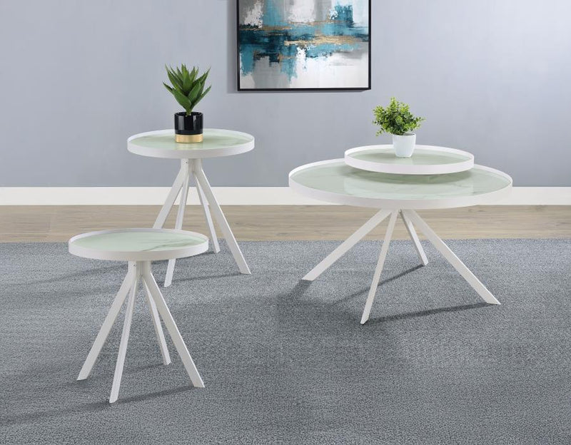Briggs 3-piece Round Coffee and End Table Set White-zoom-