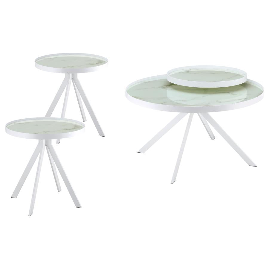 Briggs 3-piece Round Coffee and End Table Set White-zoom-1