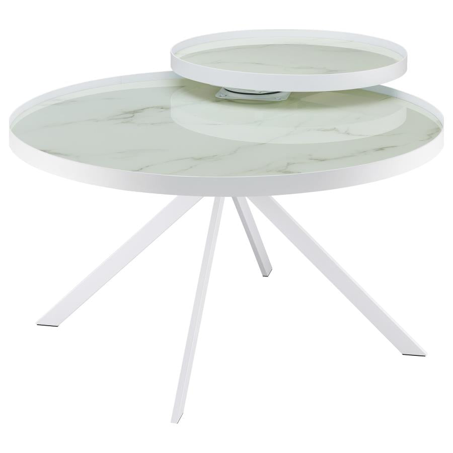 Briggs Round Marble Printed Glass Top Coffee Table White-zoom-4