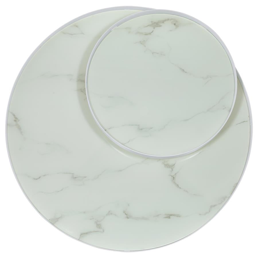 Briggs Round Marble Printed Glass Top Coffee Table White-zoom-10