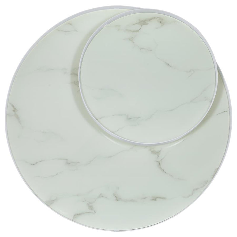 Briggs Round Marble Printed Glass Top Coffee Table White-zoom-
