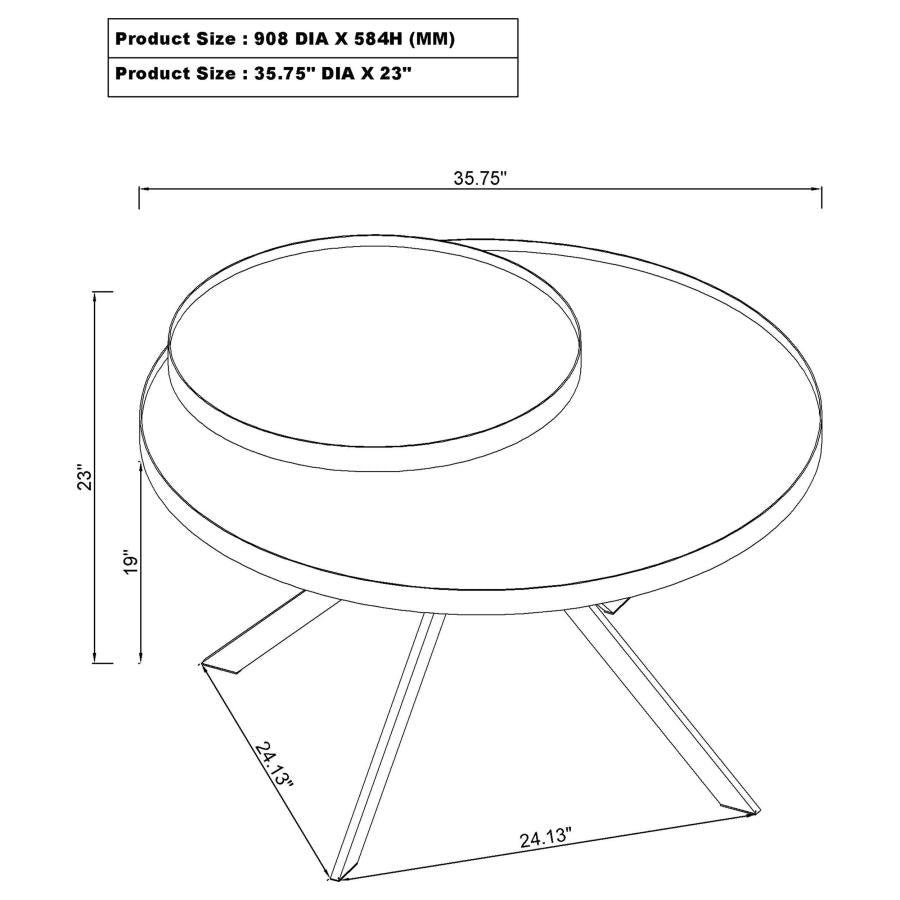 Briggs Round Marble Printed Glass Top Coffee Table White-12