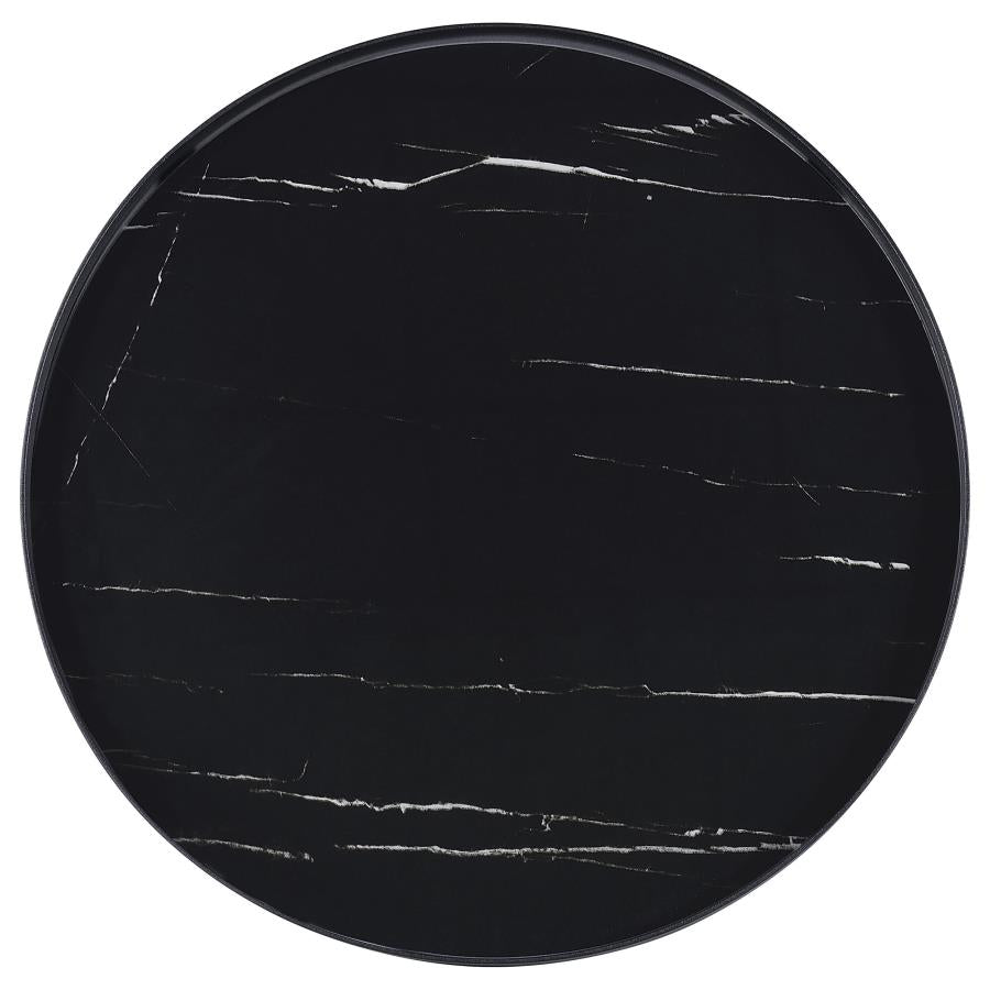 Briggs Round Marble Printed Glass Top End Table Black-zoom-8