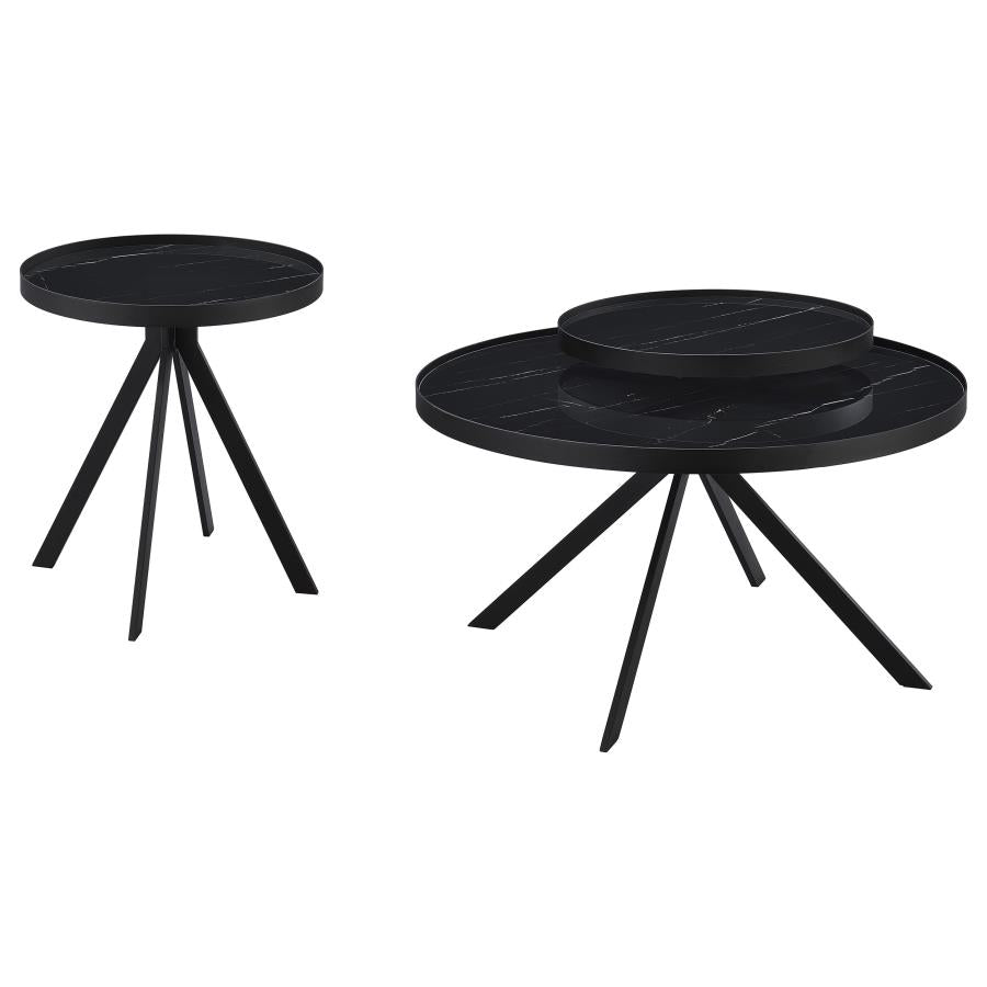 Briggs 2-piece Round Coffee and End Table Set Black-zoom-2