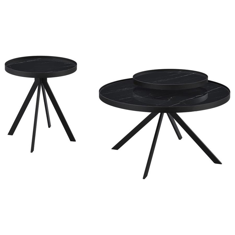 Briggs 2-piece Round Coffee and End Table Set Black-zoom-